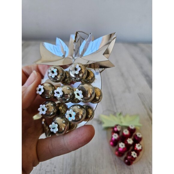 Vintage resl lenz Mercury glass strawberry ornament RARE West Germany set unique - Picture 5 of 10